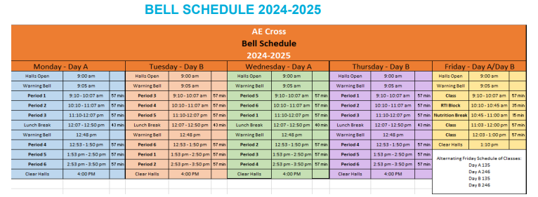 Bell Schedule 2024 2025