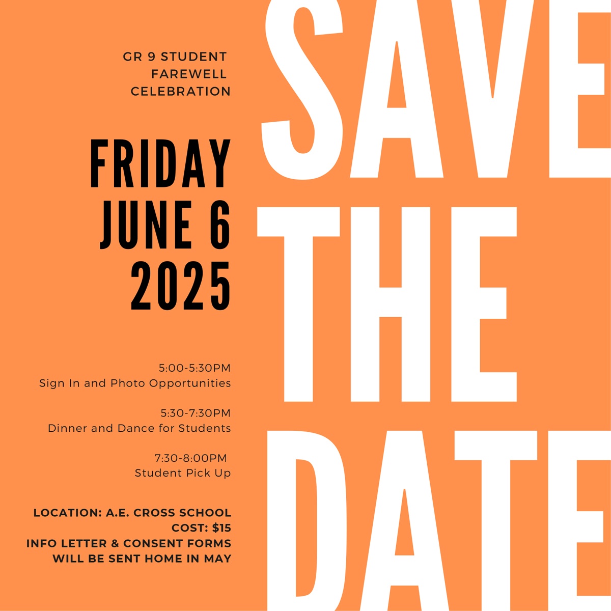 Gr 9 Farewell June 6 2025 Save The Date